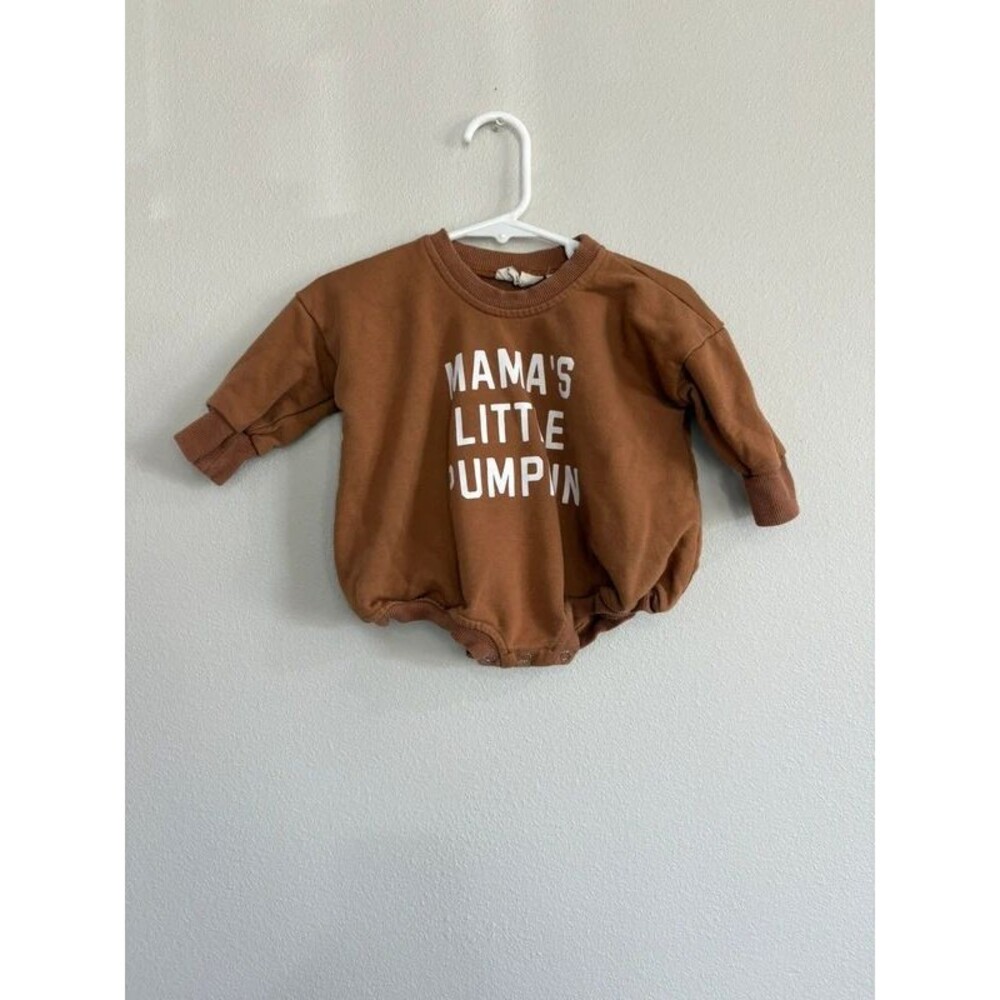 Brown “mamas little pumpkin” bubble romper